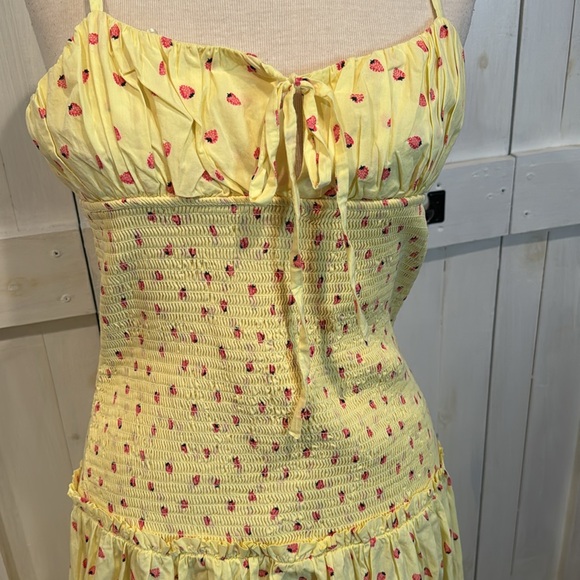 NEW Free People Lavender Daze Yellow Strawberry Dress - Picture 3 of 5